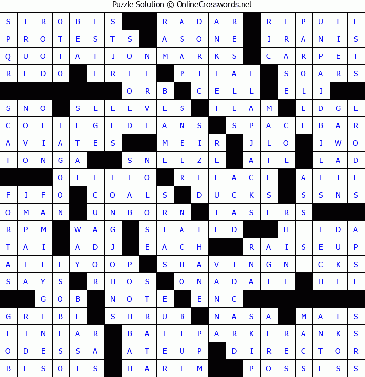 Solution for Crossword Puzzle #5234