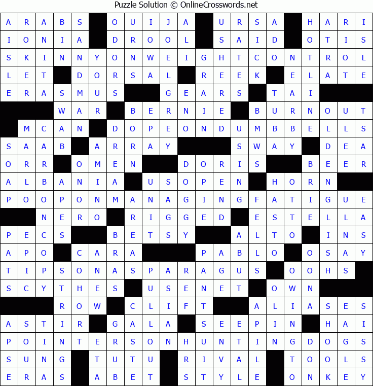 Solution for Crossword Puzzle #5241