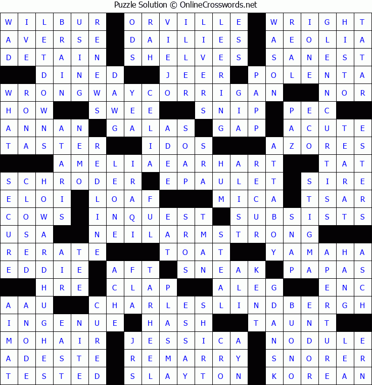 Solution for Crossword Puzzle #5250