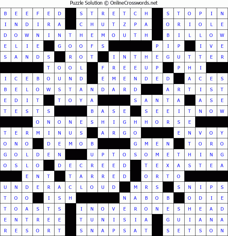 Solution for Crossword Puzzle #5257