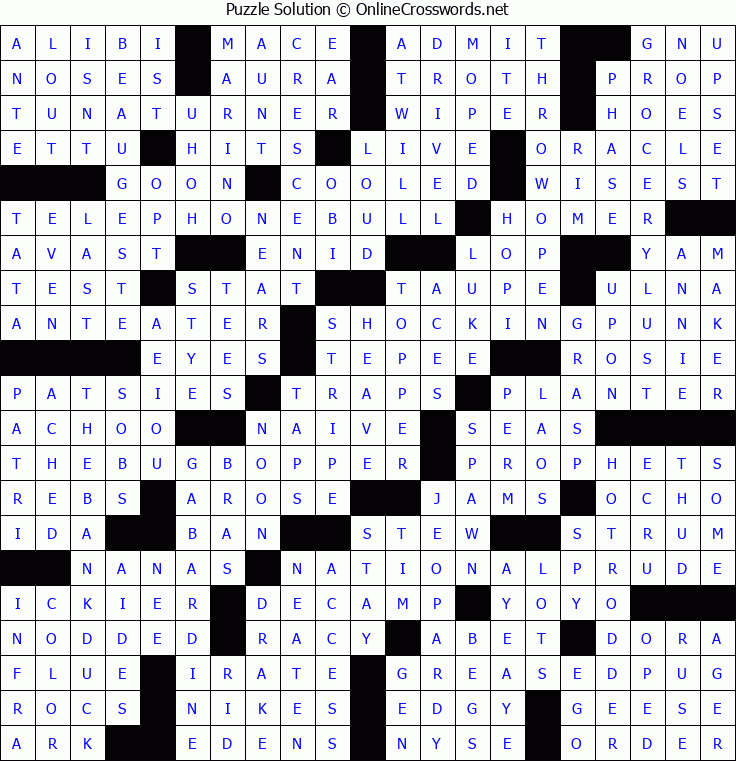 Solution for Crossword Puzzle #5264
