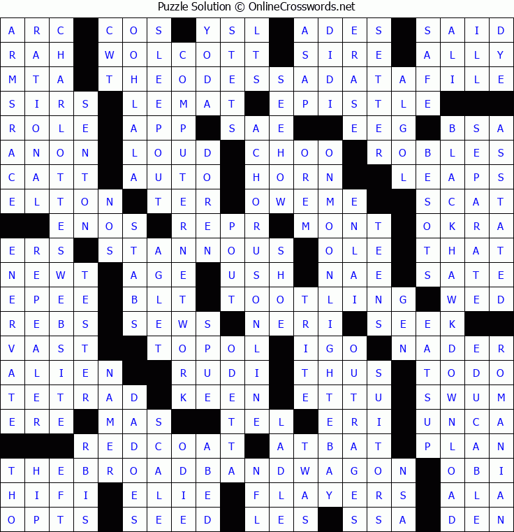 Solution for Crossword Puzzle #5267