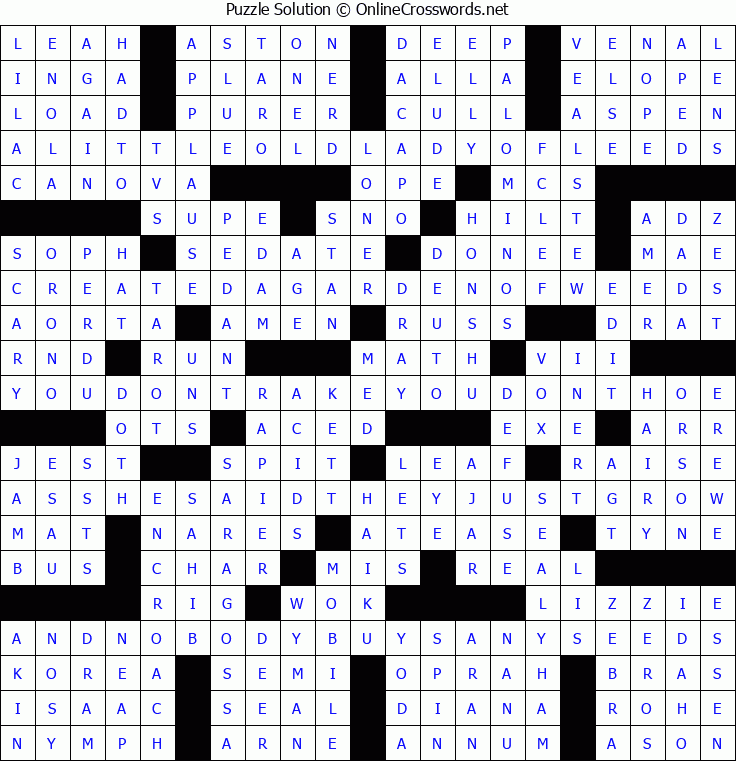Solution for Crossword Puzzle #5290