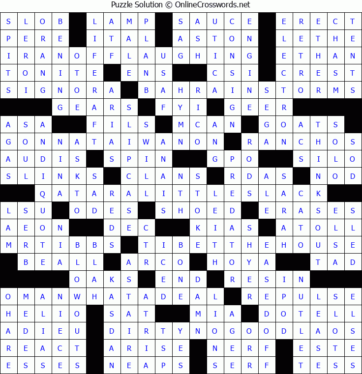 Solution for Crossword Puzzle #5297