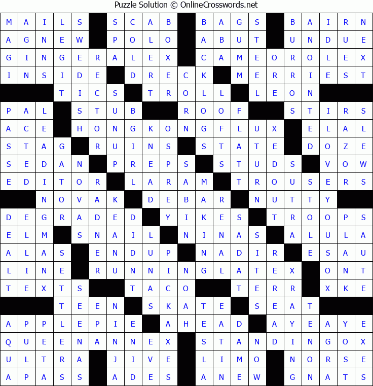 Solution for Crossword Puzzle #5311