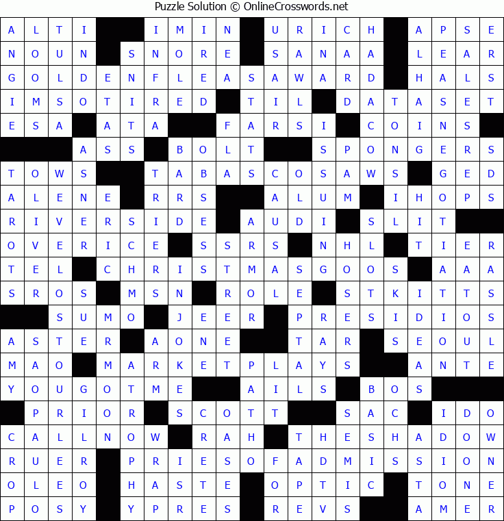 Solution for Crossword Puzzle #5315