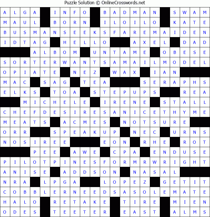 Solution for Crossword Puzzle #5326