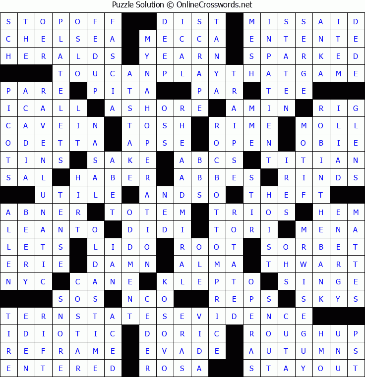 Solution for Crossword Puzzle #5328