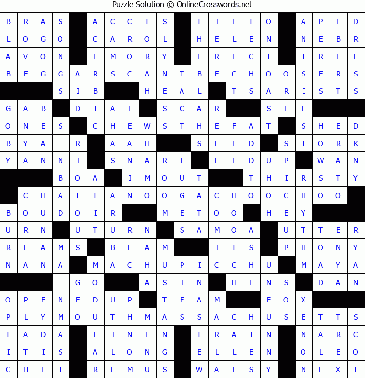 Solution for Crossword Puzzle #5331
