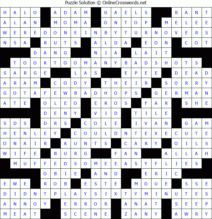 Solution for Crossword Puzzle #5332