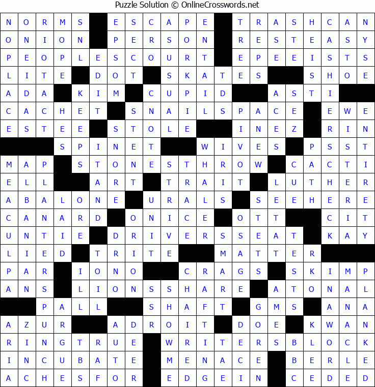 Solution for Crossword Puzzle #5336