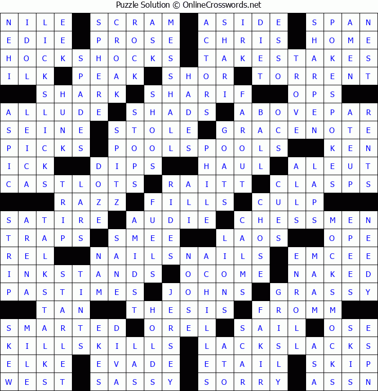 Solution for Crossword Puzzle #5349