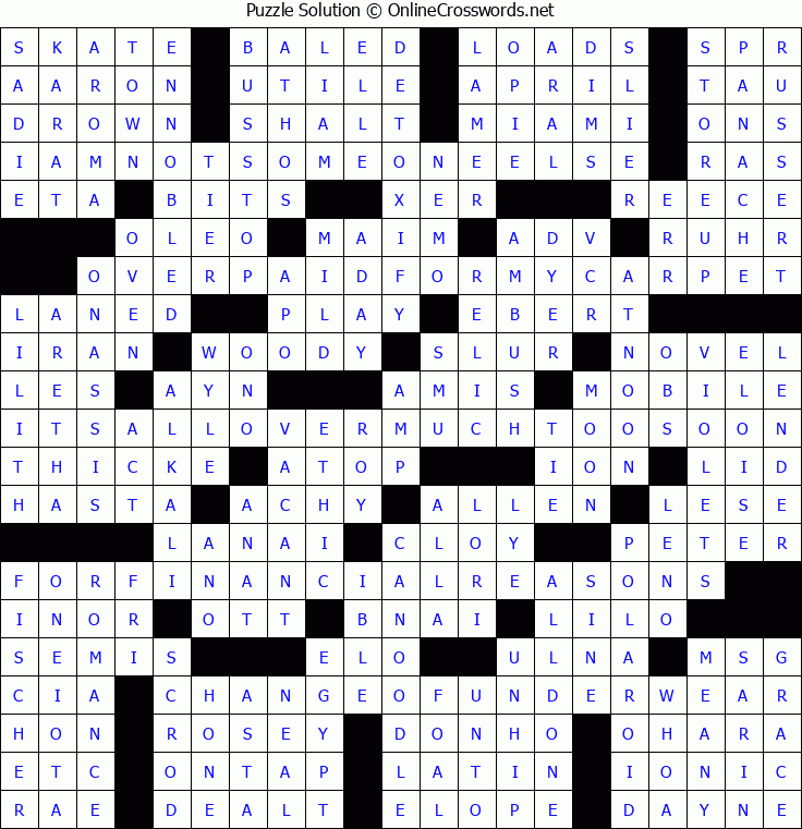 Solution for Crossword Puzzle #5352
