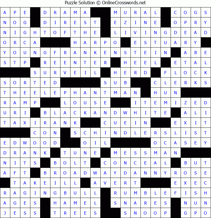 Solution for Crossword Puzzle #5354
