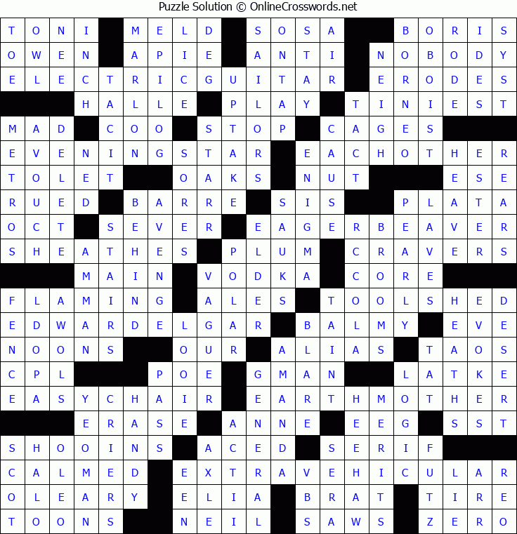 Solution for Crossword Puzzle #5362