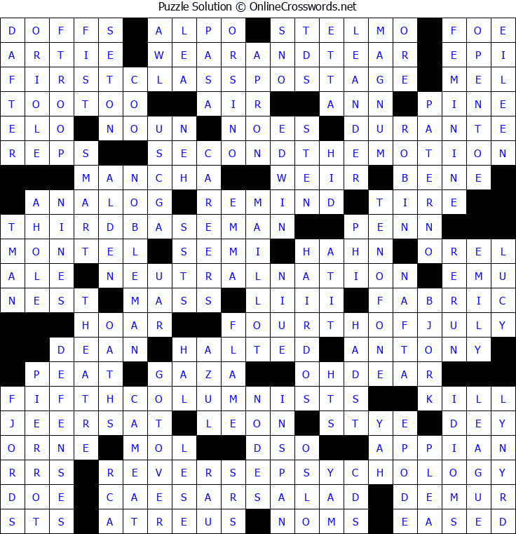 Solution for Crossword Puzzle #5373