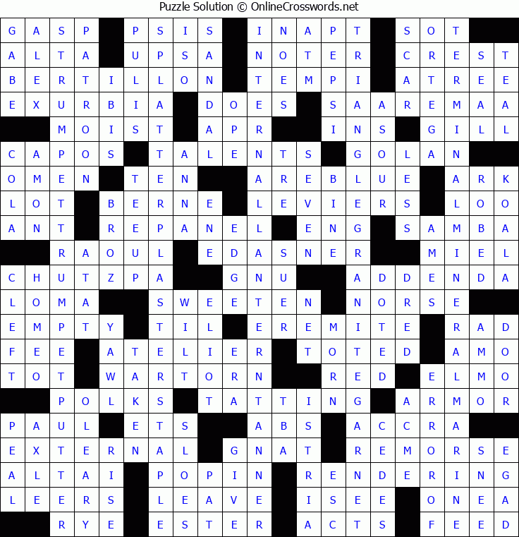 Solution for Crossword Puzzle #5379
