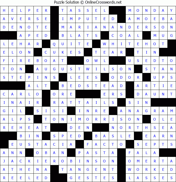 Solution for Crossword Puzzle #5381