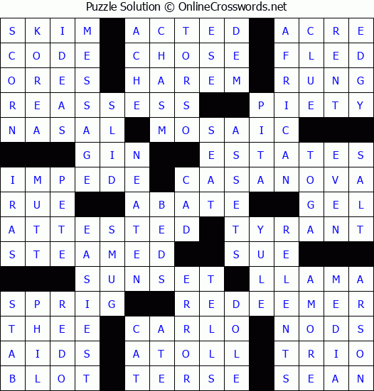 Solution for Crossword Puzzle #54067