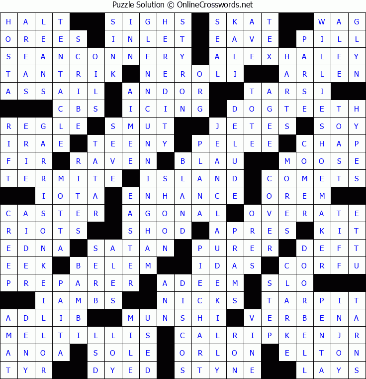 Solution for Crossword Puzzle #5407