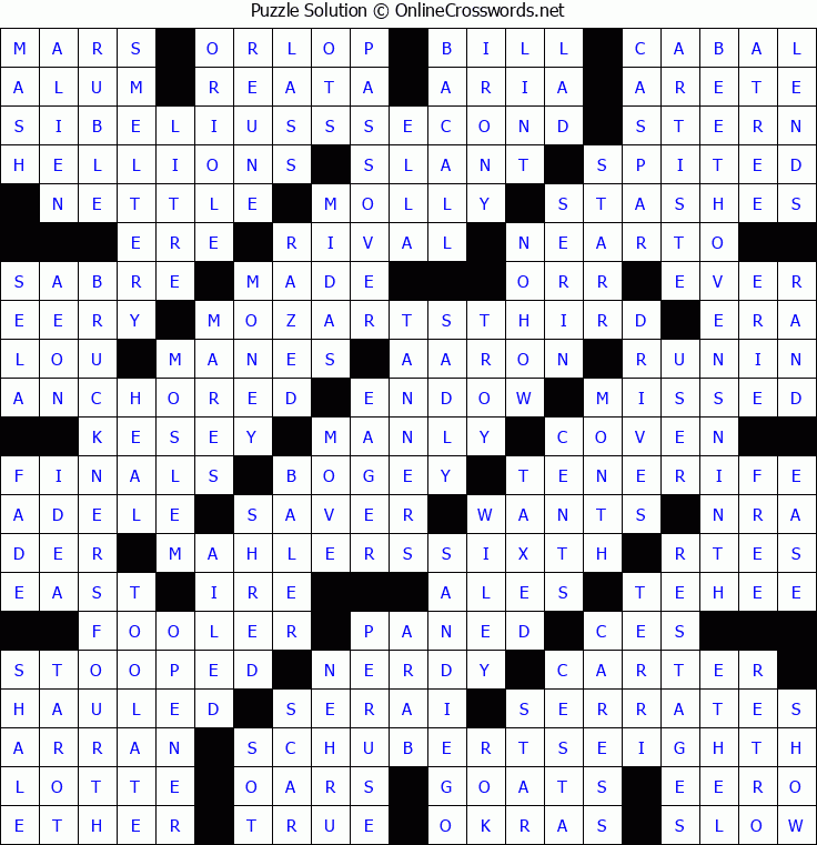 Solution for Crossword Puzzle #5409