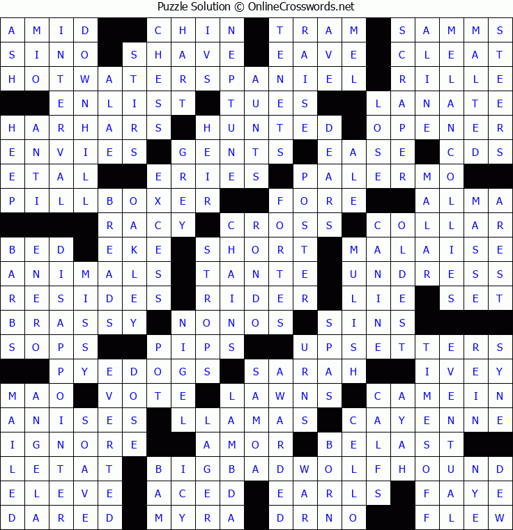 Solution for Crossword Puzzle #5413