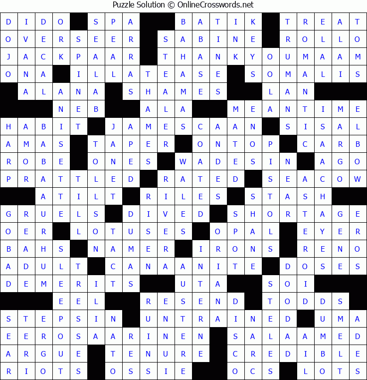 Solution for Crossword Puzzle #5448