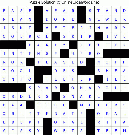 Solution for Crossword Puzzle #54565