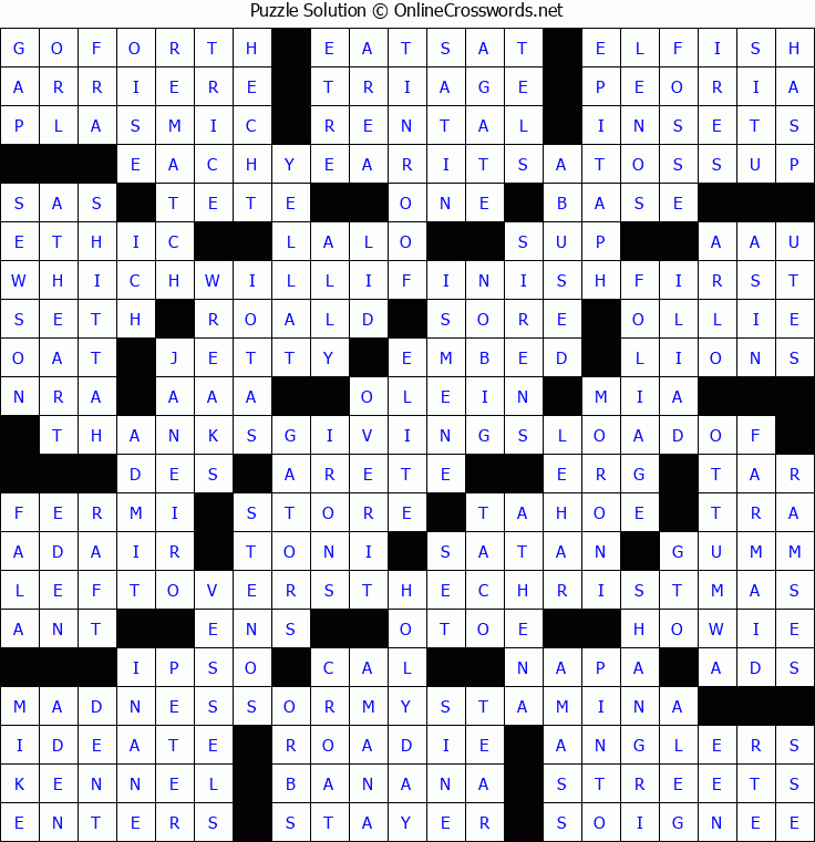 Solution for Crossword Puzzle #5476