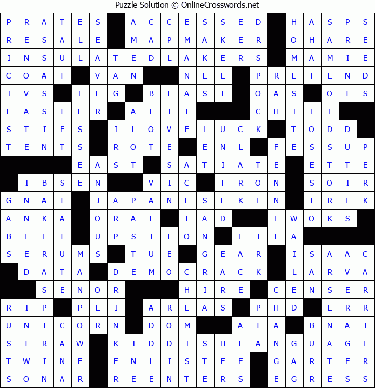 Solution for Crossword Puzzle #5480