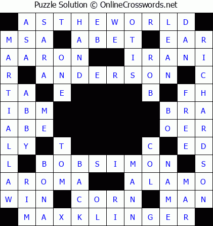 Solution for Crossword Puzzle #5482