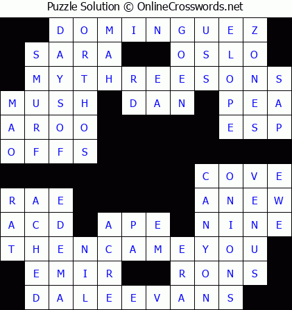 Solution for Crossword Puzzle #5483
