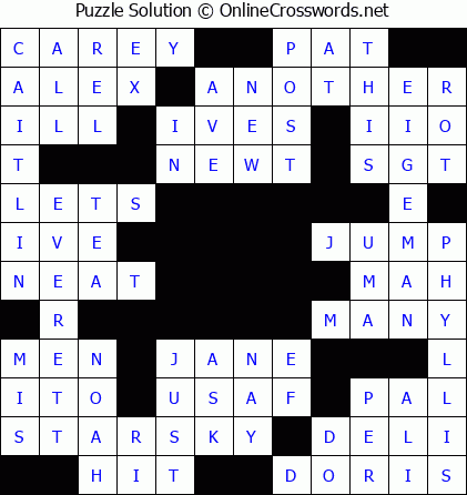 Solution for Crossword Puzzle #5484