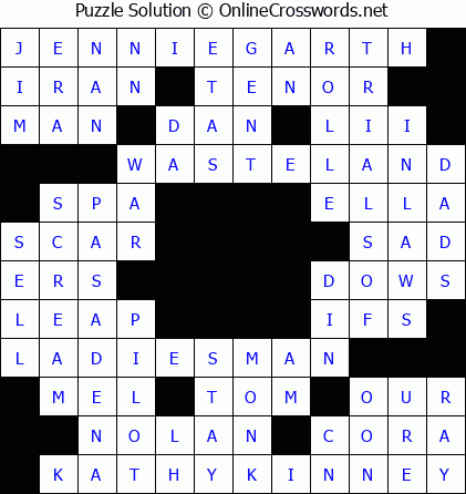 Solution for Crossword Puzzle #5485