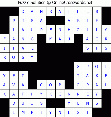 Solution for Crossword Puzzle #5486