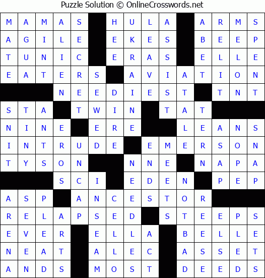 Solution for Crossword Puzzle #54901
