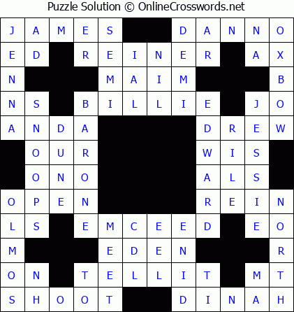Solution for Crossword Puzzle #5499