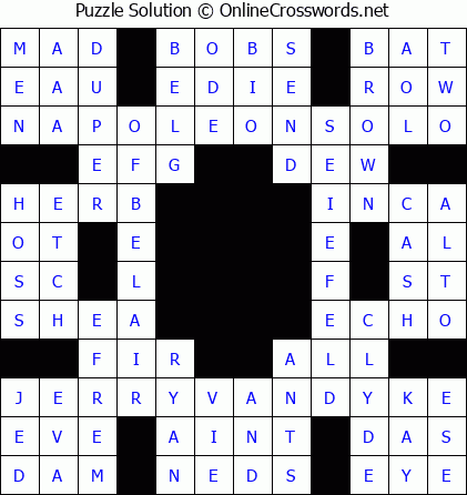Solution for Crossword Puzzle #5500