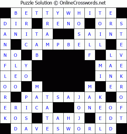 Solution for Crossword Puzzle #5506