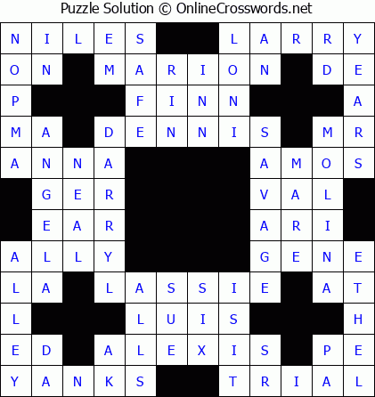 Solution for Crossword Puzzle #5507