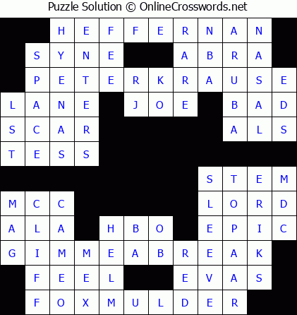 Solution for Crossword Puzzle #5511