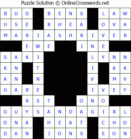 Solution for Crossword Puzzle #5512