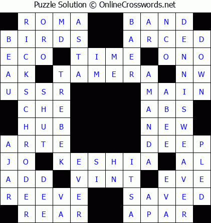 Solution for Crossword Puzzle #5523