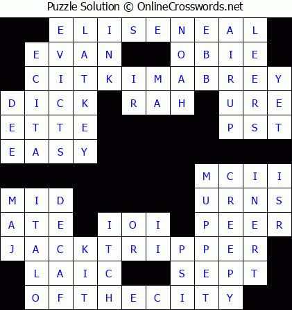 Solution for Crossword Puzzle #5527