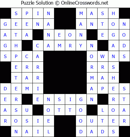 Solution for Crossword Puzzle #5528