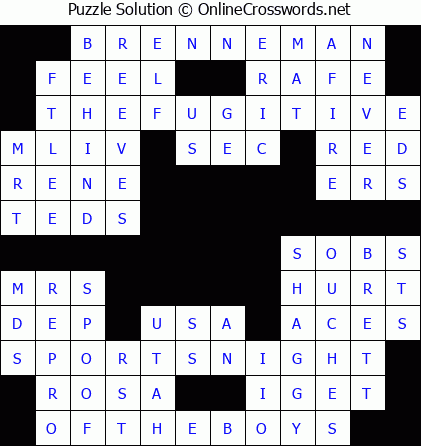 Solution for Crossword Puzzle #5534