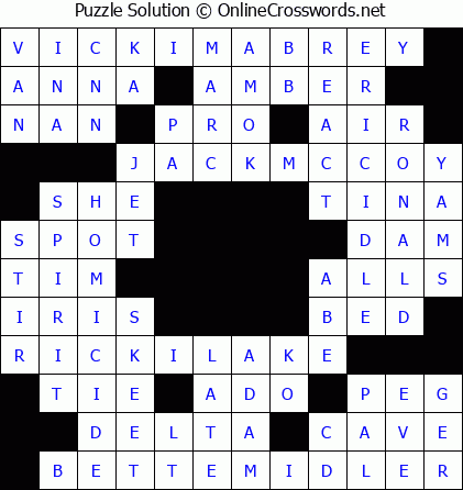 Solution for Crossword Puzzle #5535