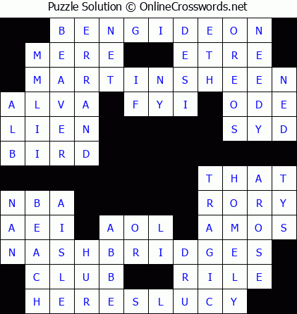 Solution for Crossword Puzzle #5541