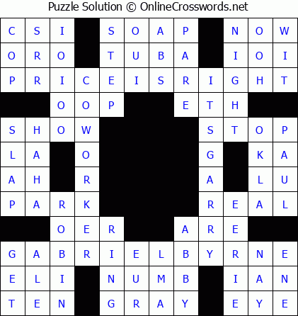 Solution for Crossword Puzzle #5542