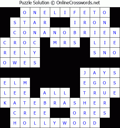 Solution for Crossword Puzzle #5567